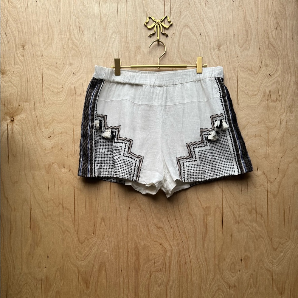 J CREW COLLECTION Mixed Matelasse Linen Shorts White M - Picture 3 of 9